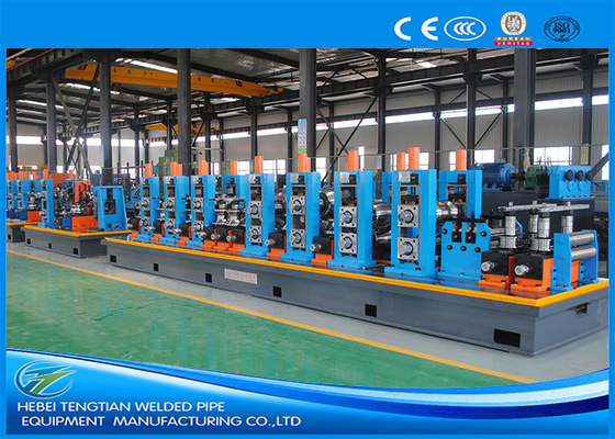 HG114 สายการผลิตท่อเหล็กสีน้ำเงินเหล็กกล้าคาร์บอนขนาดใหญ่ขนาด 100m / Min Mill Speed